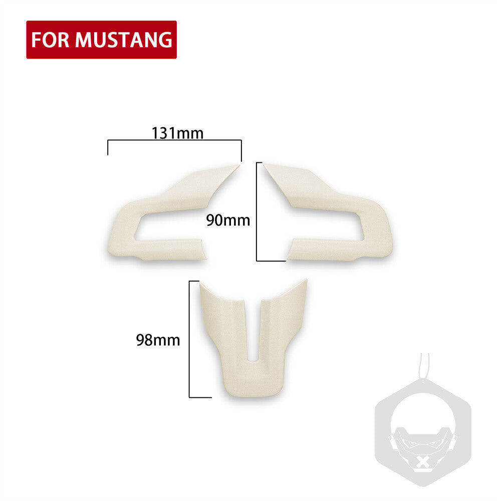 PU Leather Off White Interior Steering Wheel Button Cover for Ford for Mustang 2015+