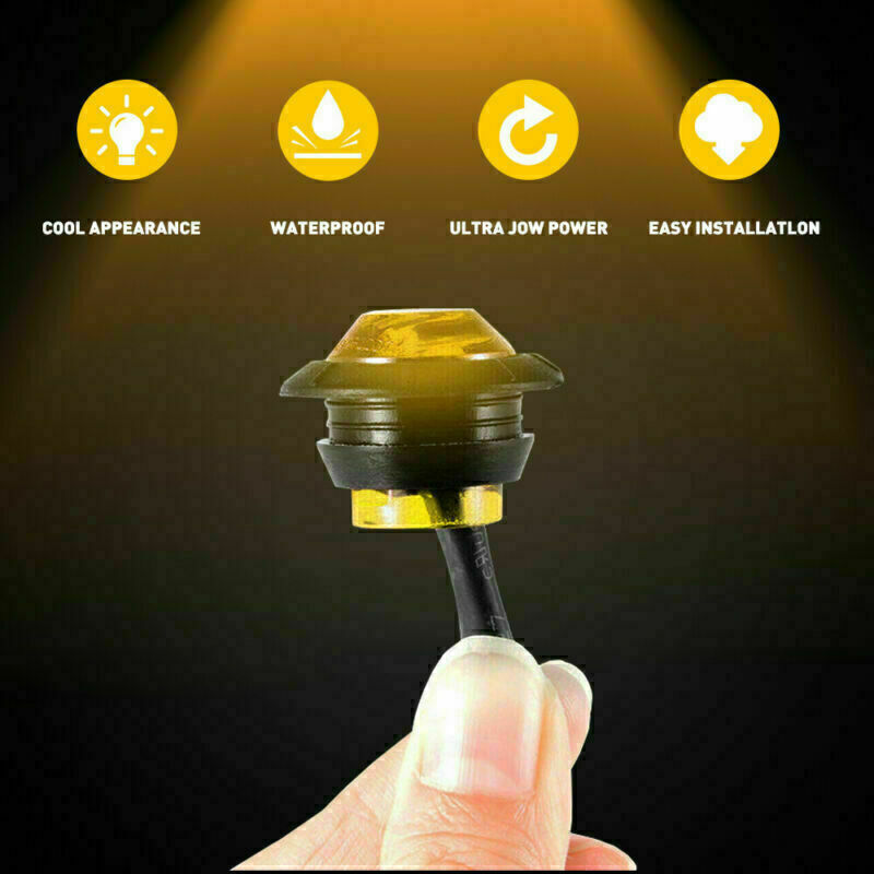 Pickup Round Side Marker lights 3/4 LED Bullet Light Truck Trailer Amber 10 PCS