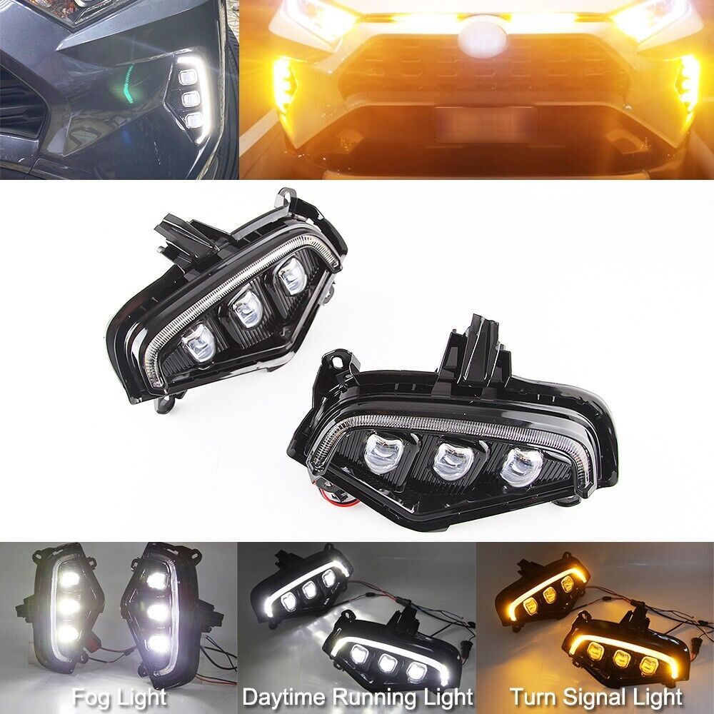 for Toyota RAV4 2019-2022 LED DRL W/Turn Signal Daytime Running Light Fog Lamps