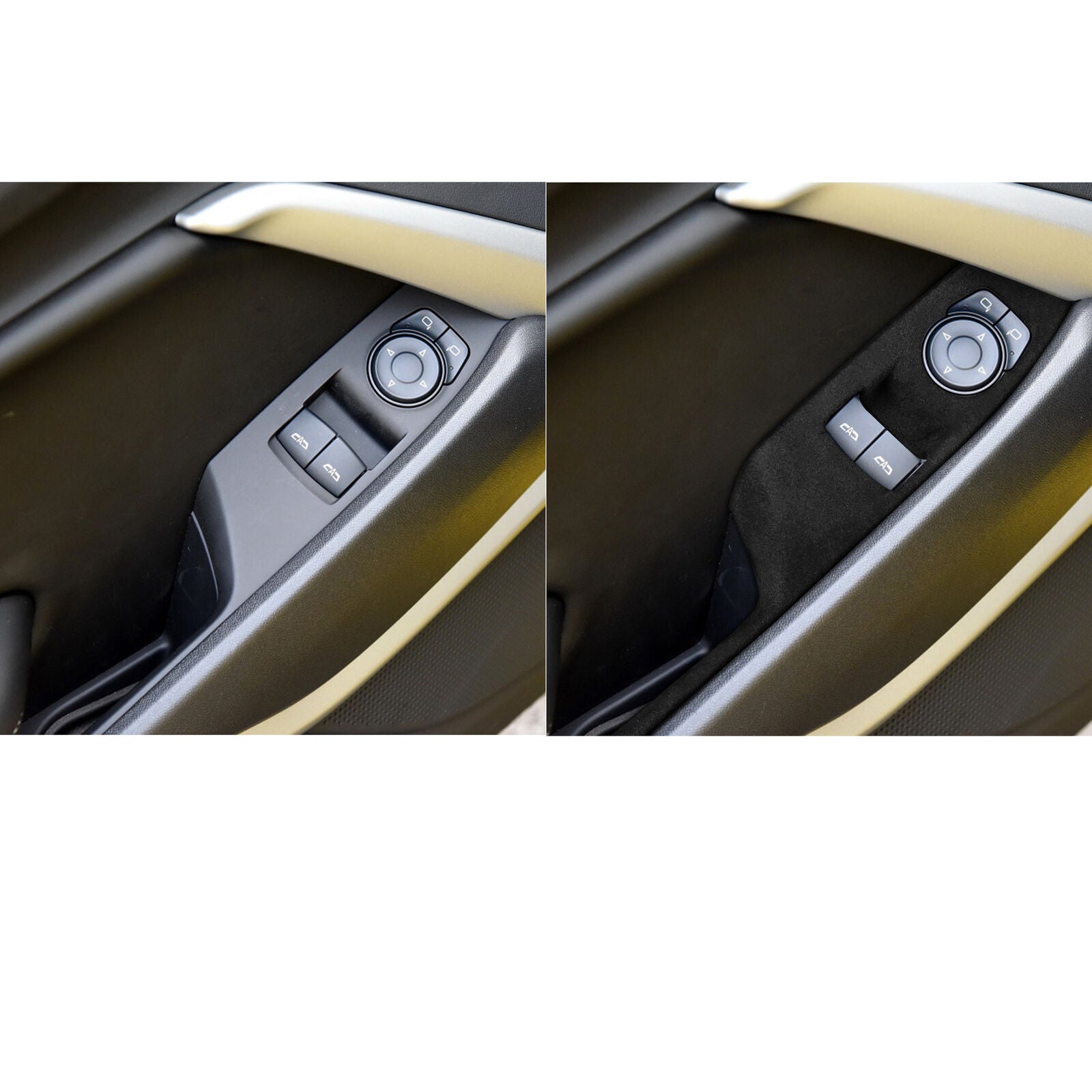 Car Glass Window Lifting Lock Panel Trim for Chevrolet Camaro 2016-20 Gray Suede