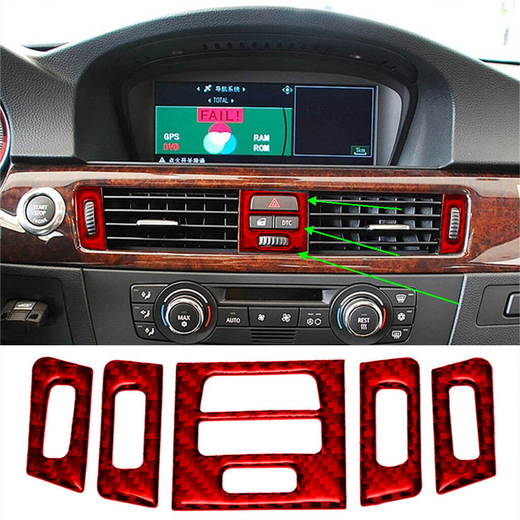 Red carbon fiber interior vent cover trim suitable for BMW 3 Series, E90, E92, E93 (2005-12-)
