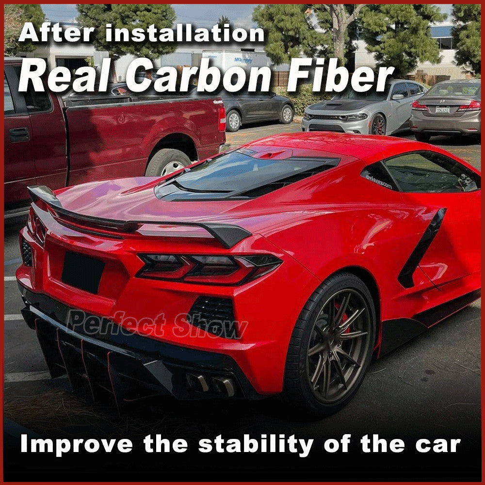 for Chevrolet for Corvette C8 Stingray Z51 REAL CARBON Rear Trunk Spoiler High Wing