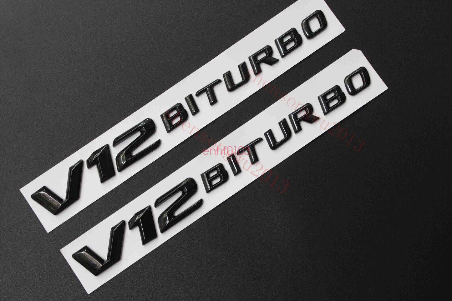 2x Black V12 BITURBO Number Letters Side Emblem Badge Sticker for AMG