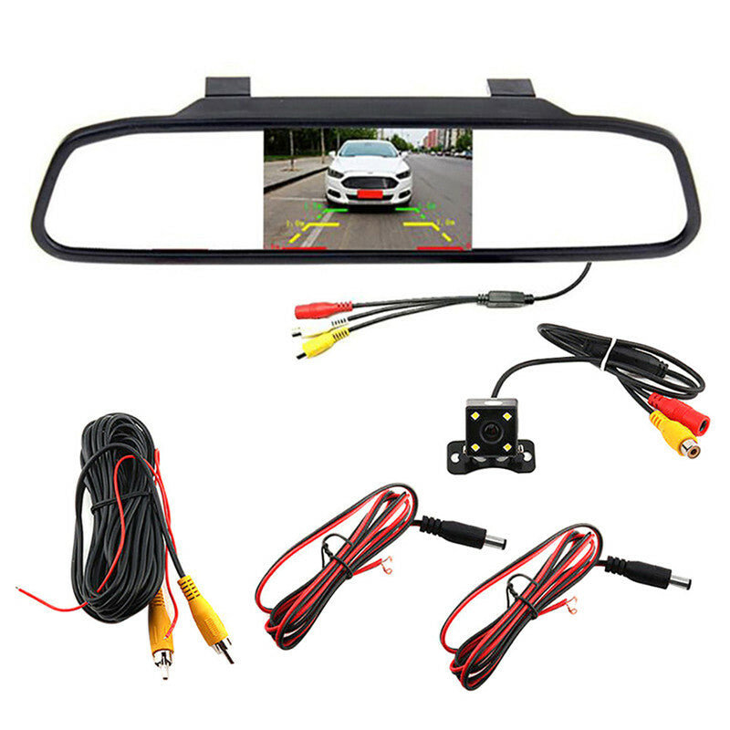 Car Rearview Mirror Video Parking Monitor TFT Screen 4.3Inch Display LED Camera