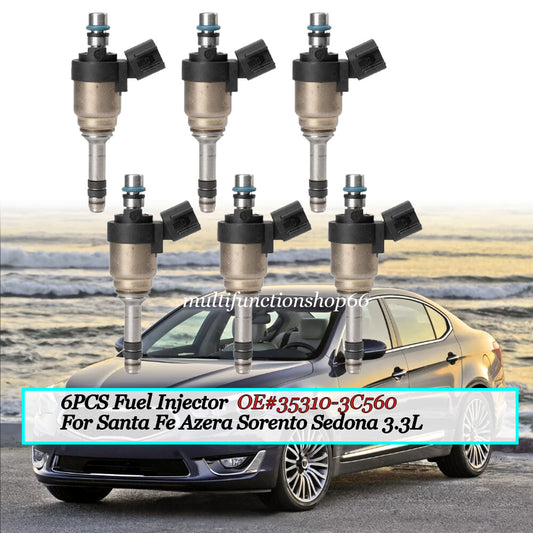 6PCS Fuel Injector For Santa Fe Azera Sorento Sedona 3.3L 35310-3C560 2014-2018