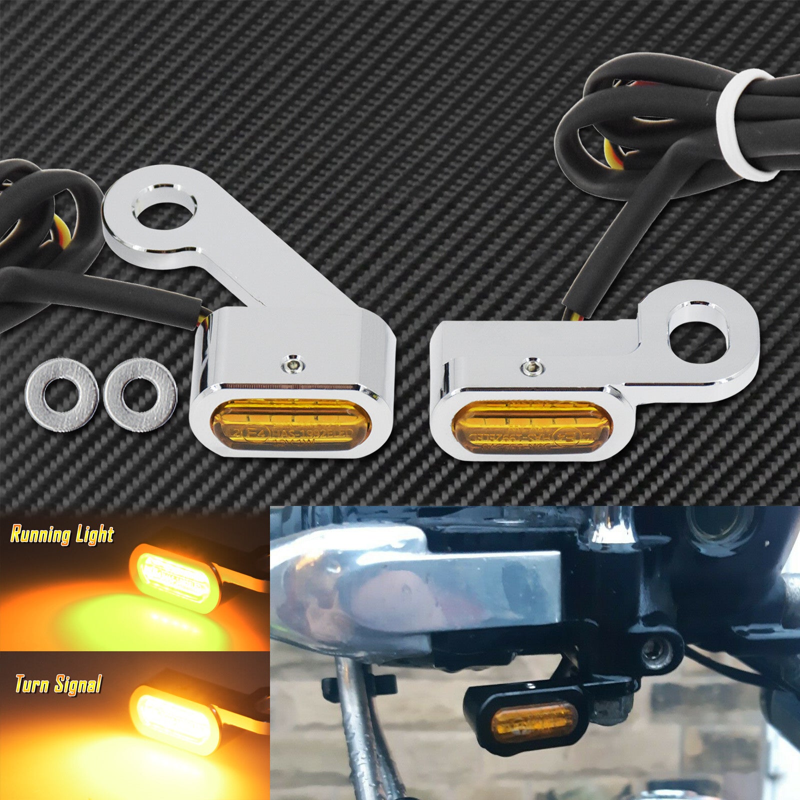 2Pc Brake Clutch LED Turn Signal Indicator Running Light Fit For Sportster 04-20