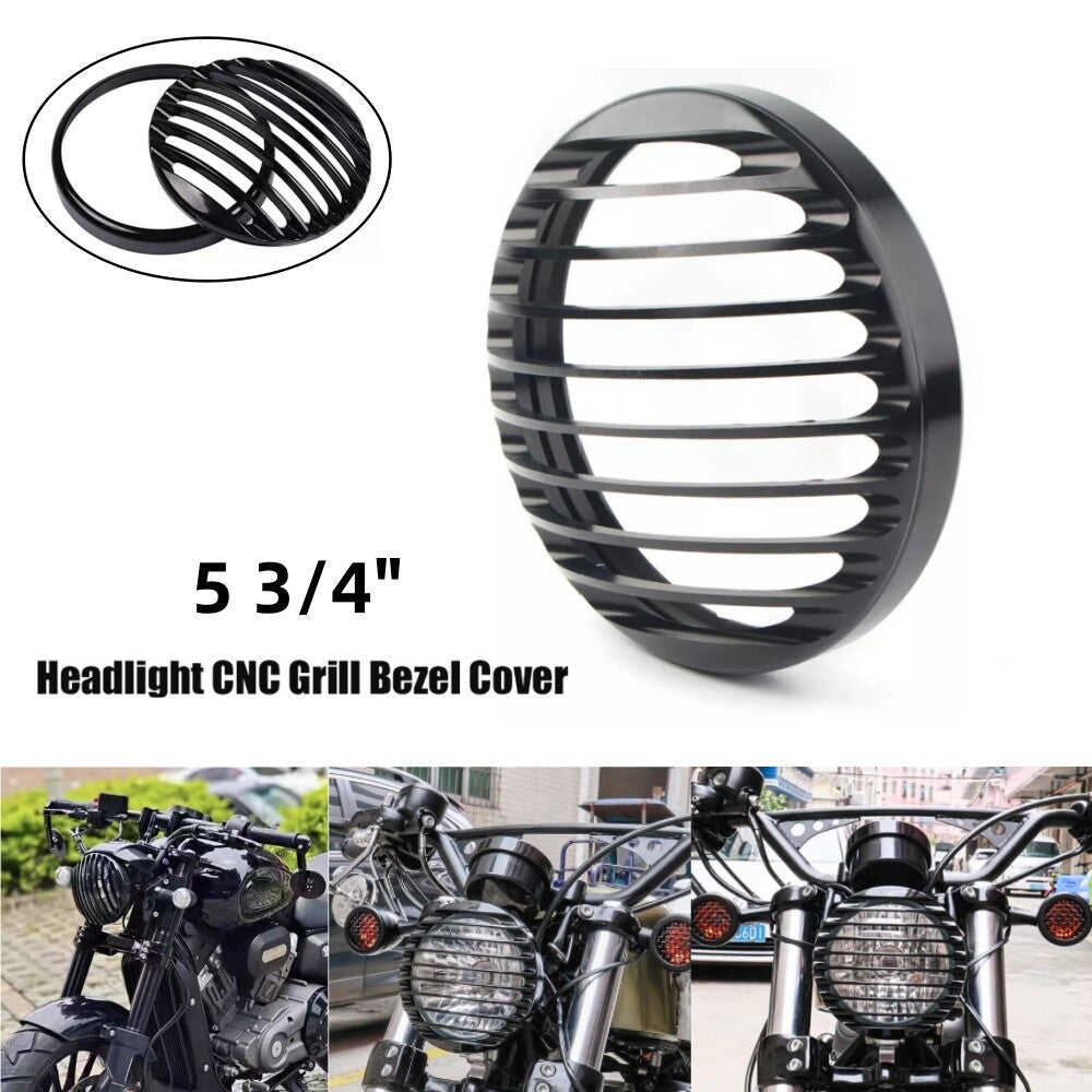 5 3/4 Black Headlight CNC Grill Bezel Cover for Harley Sportster XL 883 1200