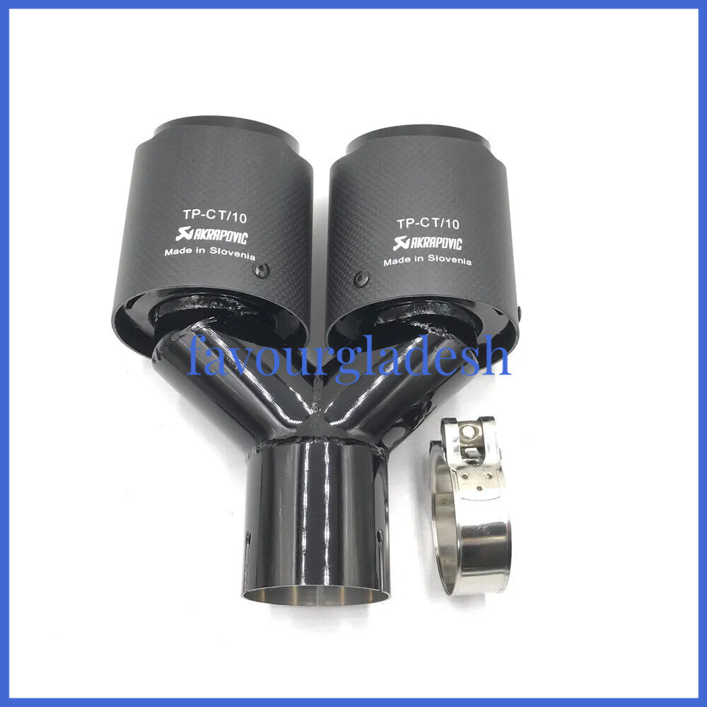 1PCS: ID:2.5 (63mm) OD:3.5 (89mm) Akrapovic Carbon Fiber Exhaust Tip Dual Pipe