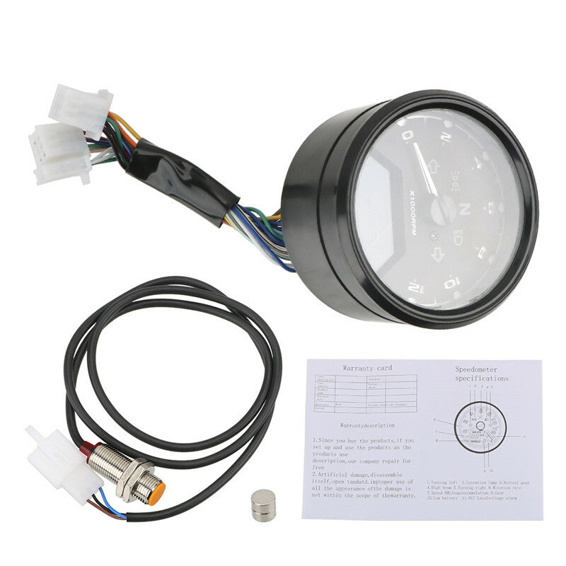 MultiFunction Motorcycle Speed Panel LED Dial Odometer Backlight Tachometer Mete