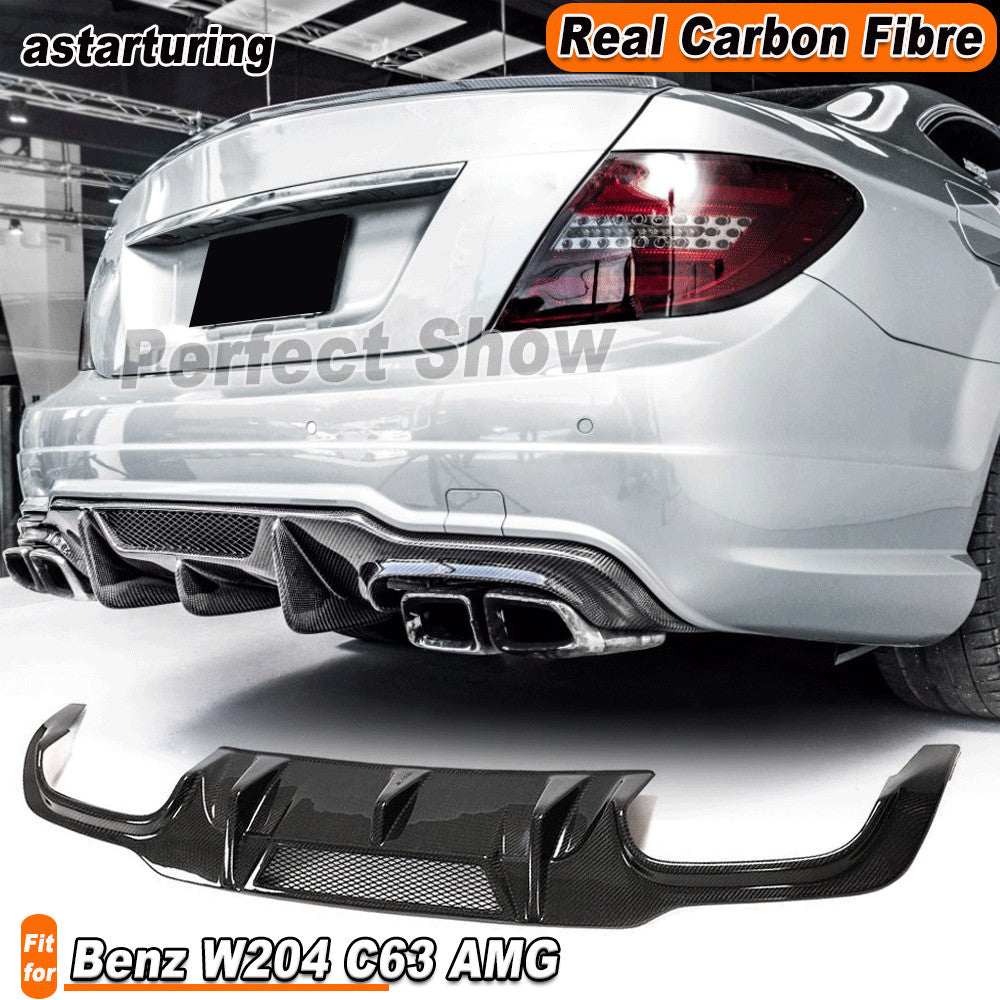 Fit for Mercedes-Benz W204 C63 2012-18 REAL Carbon Rear Bumper Lip Diffuser