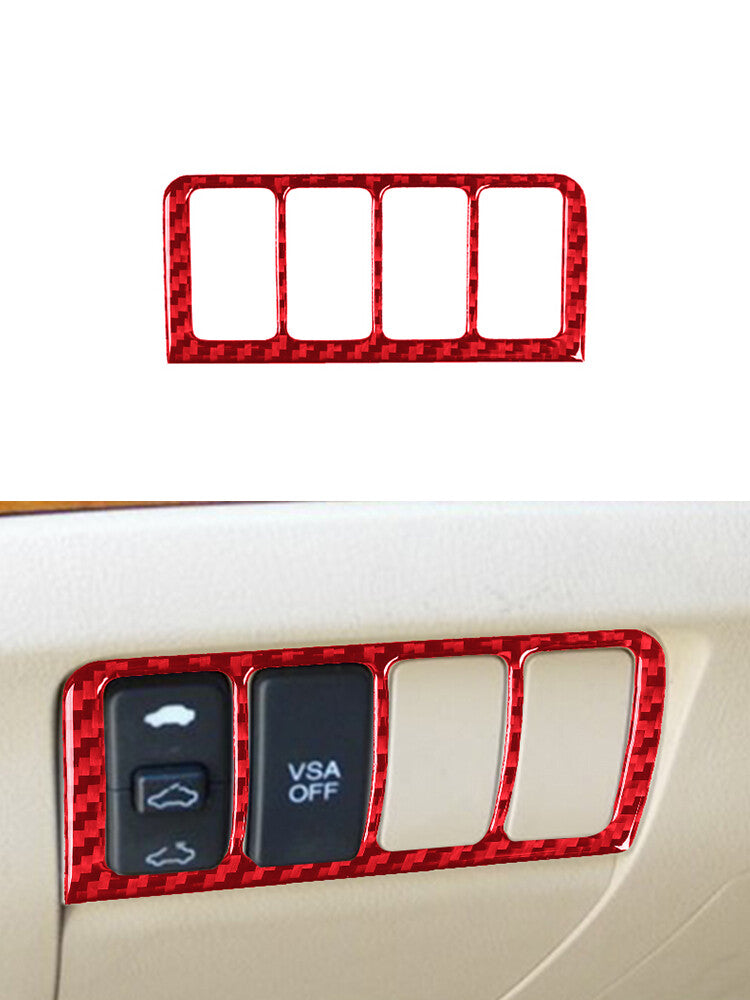 Steering Wheel Left Button Panel Trim Carbon Fiber for Acura TSX 2003-2008 Red