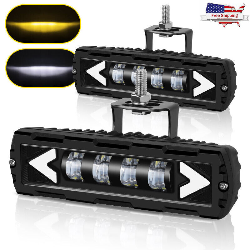 2X 6Inch LED Work Light Bar Spot Pods DRL Fog Driving Lamp Offroad Amber White