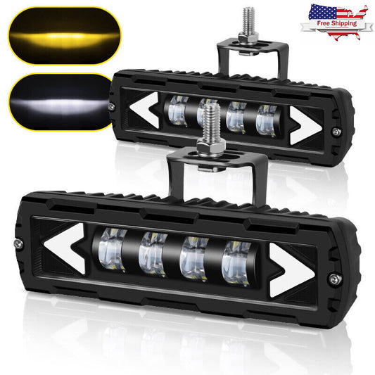 2X 6Inch LED Work Light Bar Spot Pods DRL Fog Driving Lamp Offroad Amber White