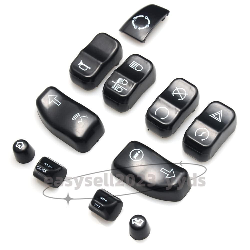 11pcs Black Hand Control Button Cap Kit Switch Cover for Harley Touring 14-23