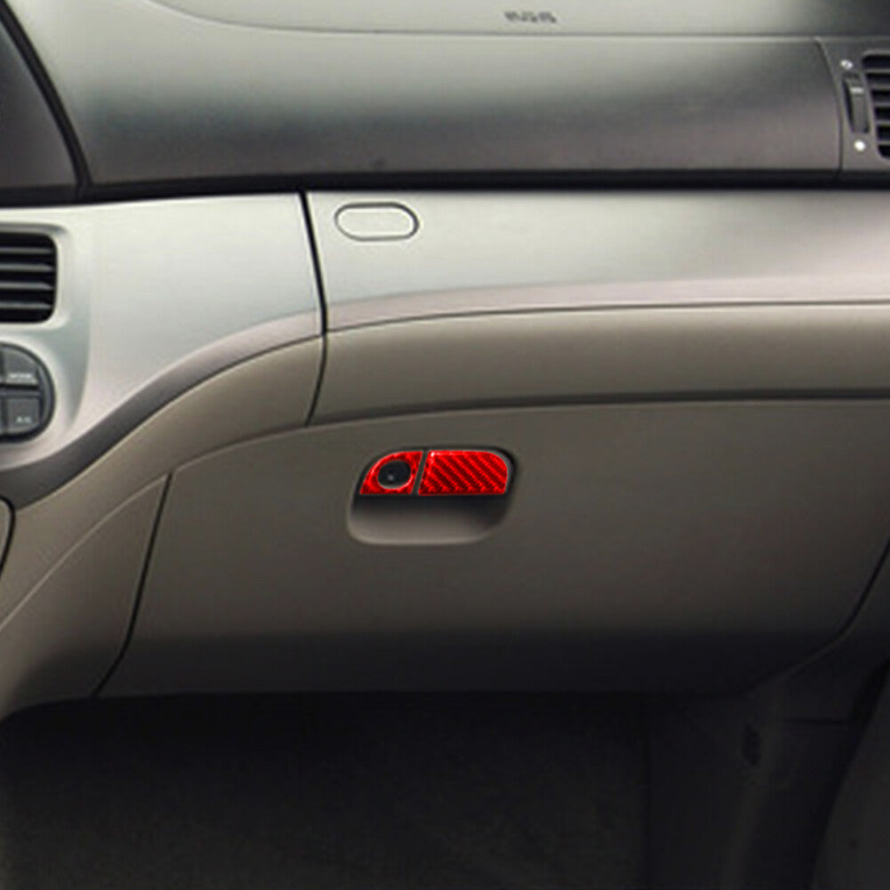 2x Red Carbon Fiber Interior Glove Box Handle Cover Trim for Honda Odyssey 05-10