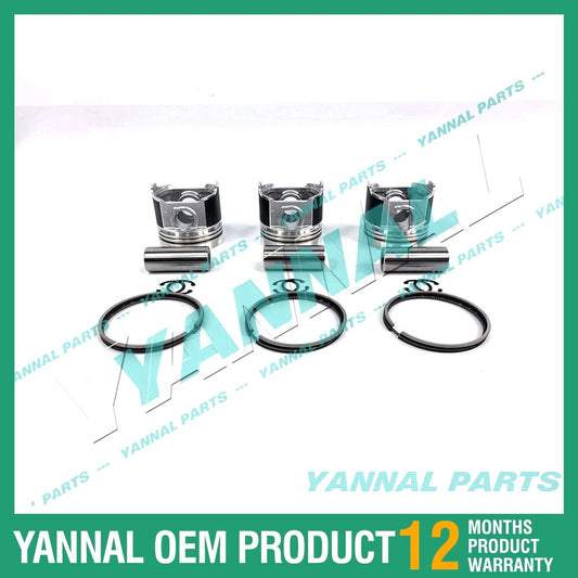 3-piece piston with piston rings + 0.5 mm for Kubota D1101 engine (oversized)