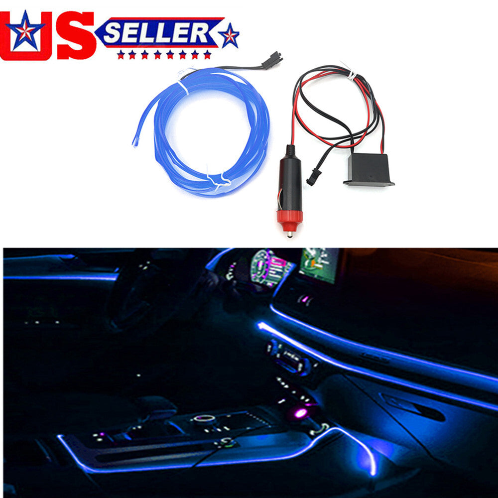 Car Interior LED Neon Light Decor Atmosphere EL Wire String Strip Lamp Blue