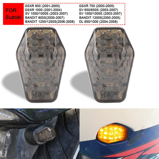 2X Smoked Motorcycle Flush Mount LED Turn Signals Light Blinker Lamp for Suzuki