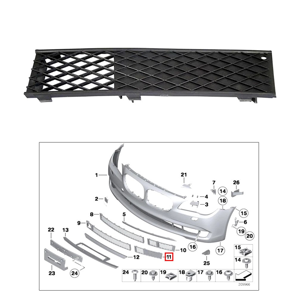 Bumper Lower Right Grille Black 51117186506 Fits For 7 Series F01 2007- 2012