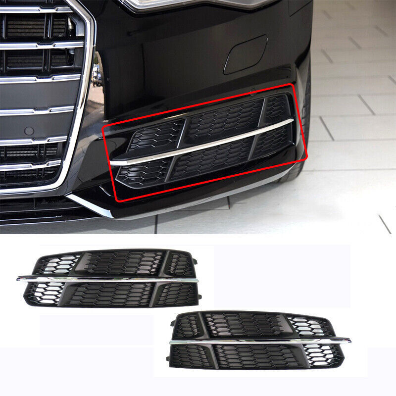 For 2016-2018 for Audi A6 A6L S6 Fog Light Cover Grille Front Bumper Grill Replace2