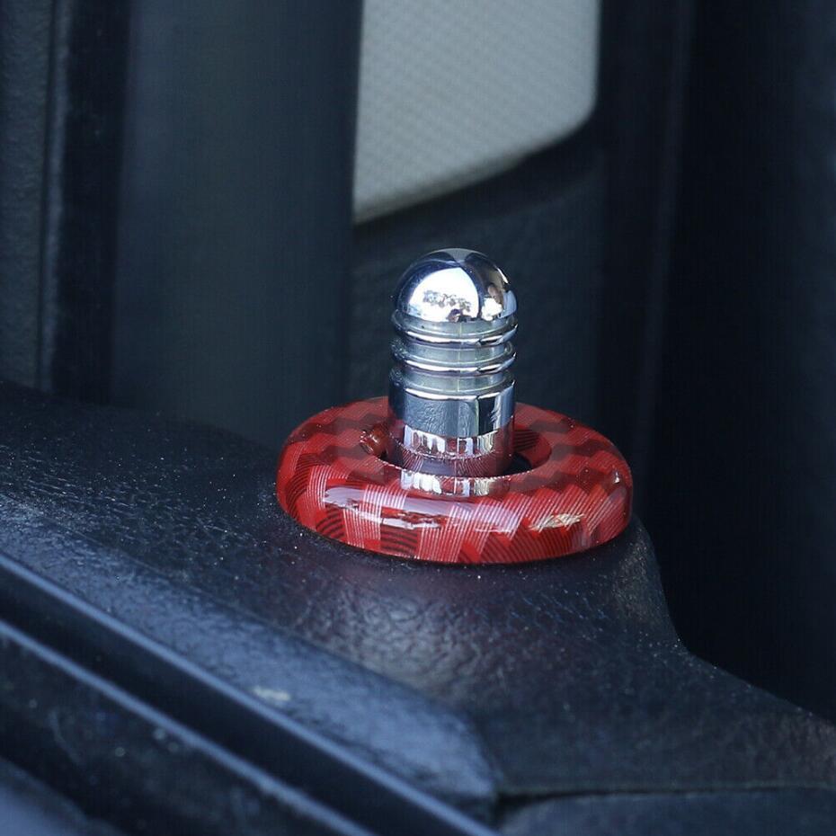 Suitable for 2011-2024 for Dodge for RAM 1500 Red Carbon Fiber Door Lock Ring Decorative Cover 4P