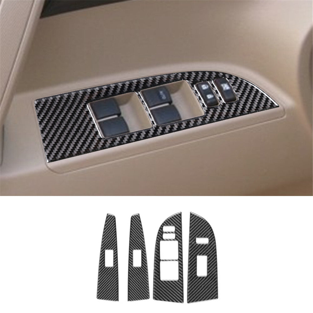4Pcs Window Lift Button Trim Cover Carbon Fiber for Toyota Highlander 2008-2013