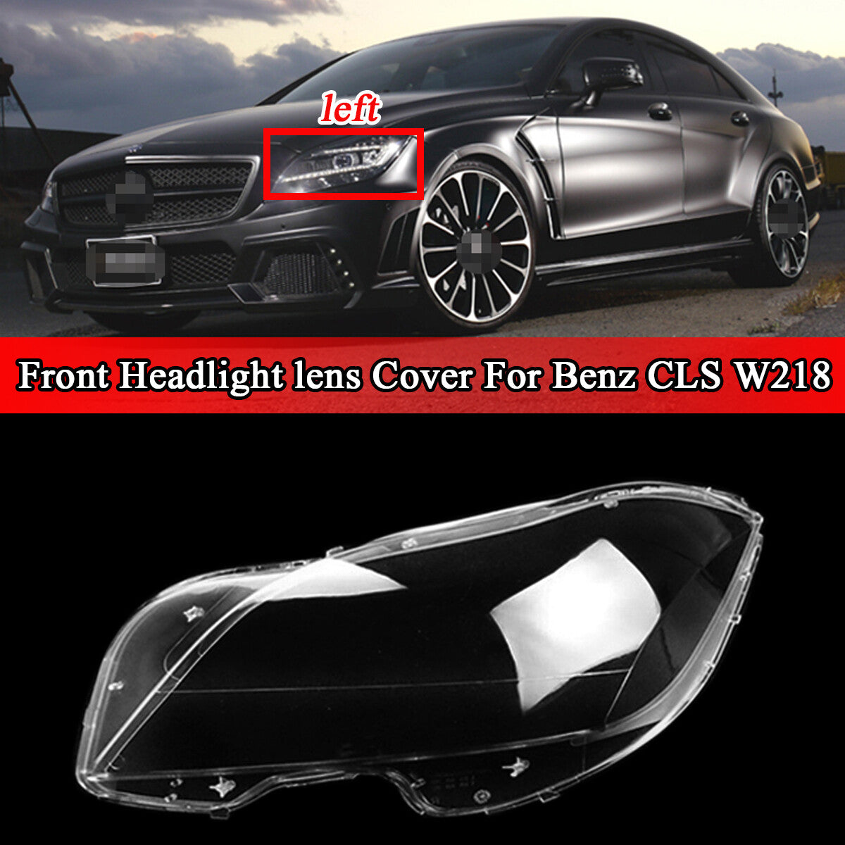 Left front headlight protective cover/lens cover suitable for Mercedes-Benz CLS W218 2010-2014. Dustproof.