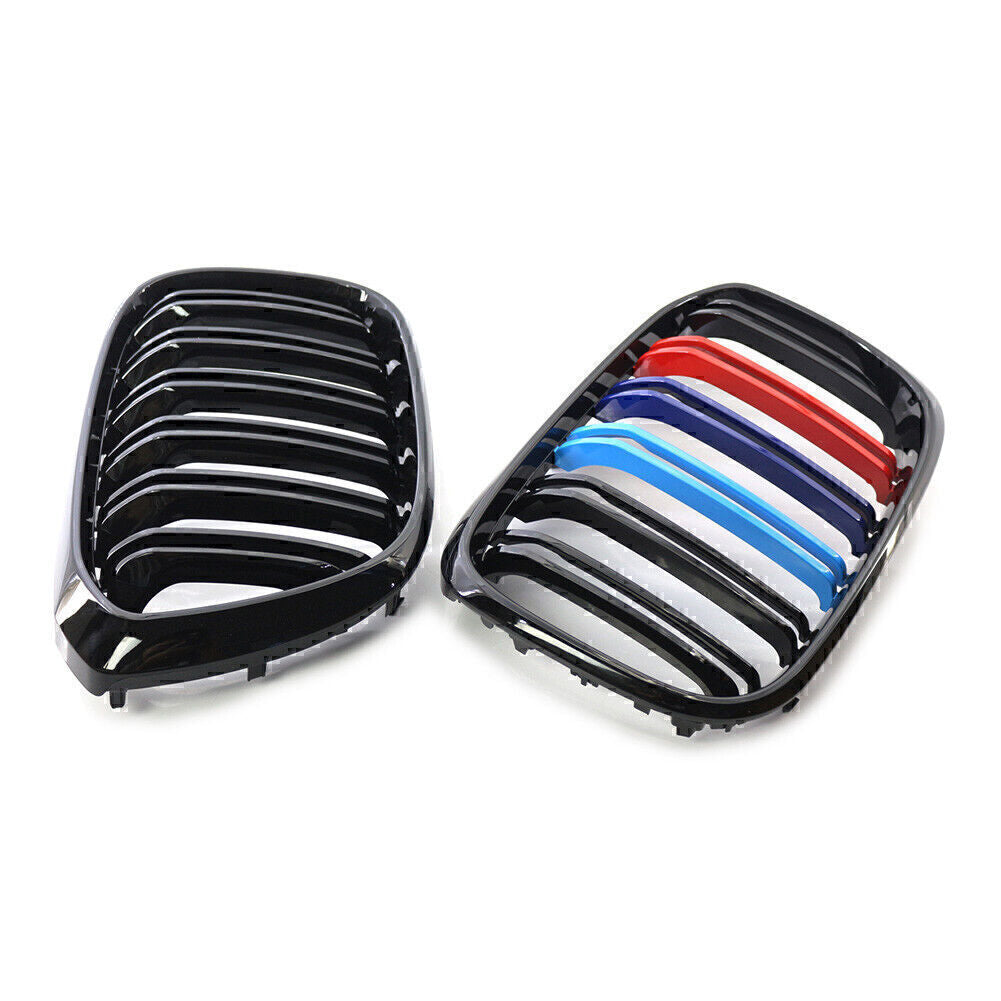 2X Glossy Black M-Color Front Kidney Grill Grille for BMW X3 G01 X4 G02 2018-21