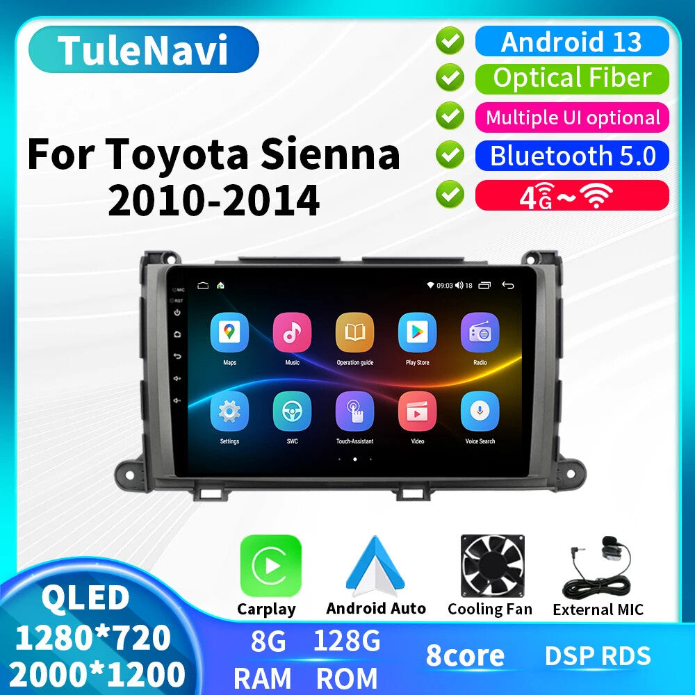 Car Radio for Toyota for Sienna XL30 2010-2014 CarPlay GPS Multimedia Player Screen