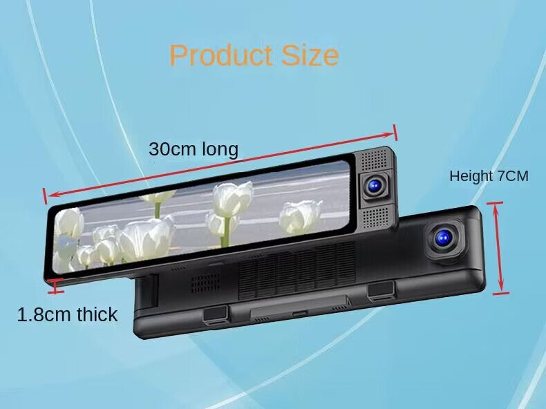 4K Rearview Mirror Recorder Touch Screen Front Inside Rear Car Dash Cam G-Sensor