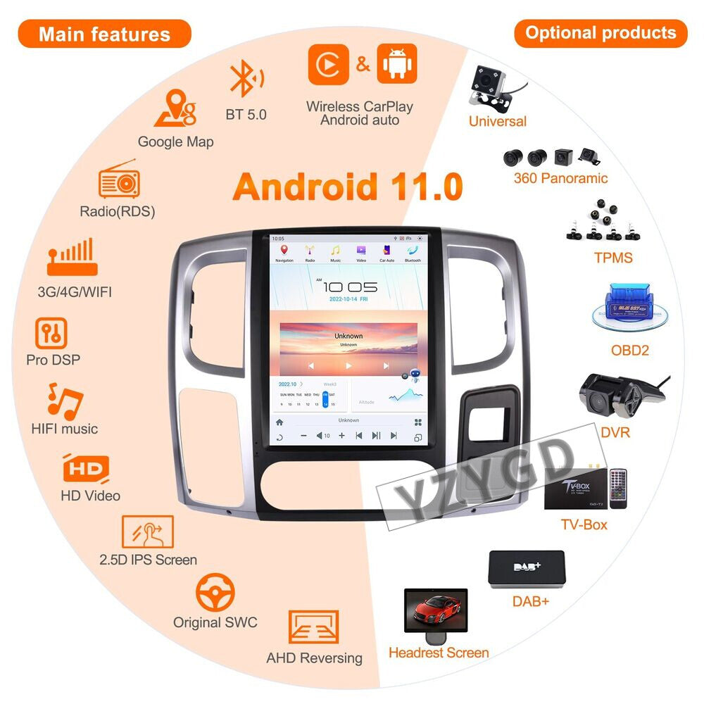 Android CarPlay Car Radio for Dodge for Ram 2013-2019 64GB Stereo Receiver Screen