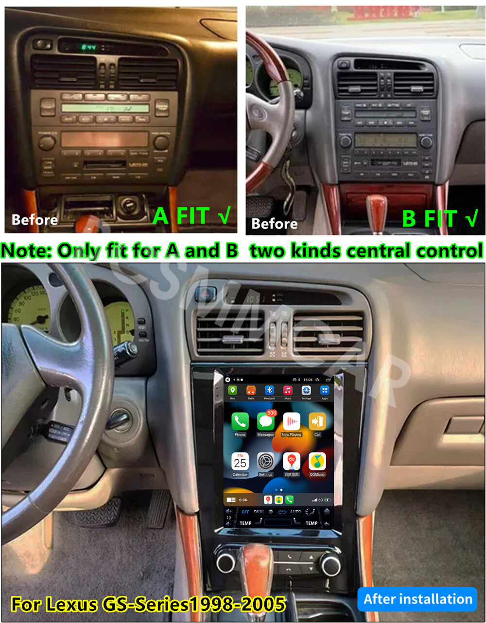 Android 14 Radio BT GPS Head Unit Fit for Lexus GS-Series GS300 GS350 1998-2005