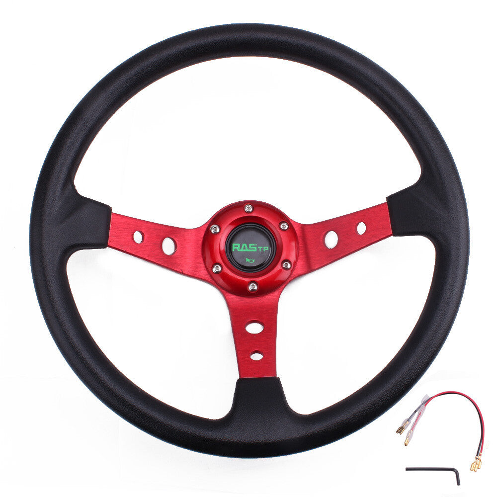 US 6Hole 13.5 Drifting Racing Steering Wheel +Quick Release Adapter Aluminum