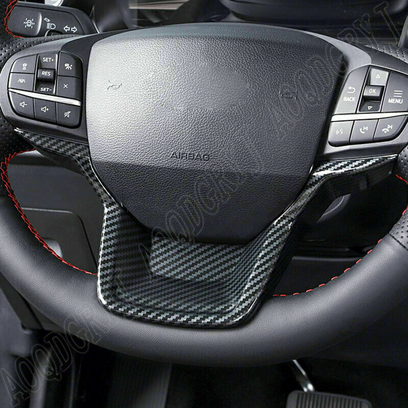 Fit for Ford Explorer 2020-2022 ABS Carbon Fiber Steering Wheel Decor Trim Cover