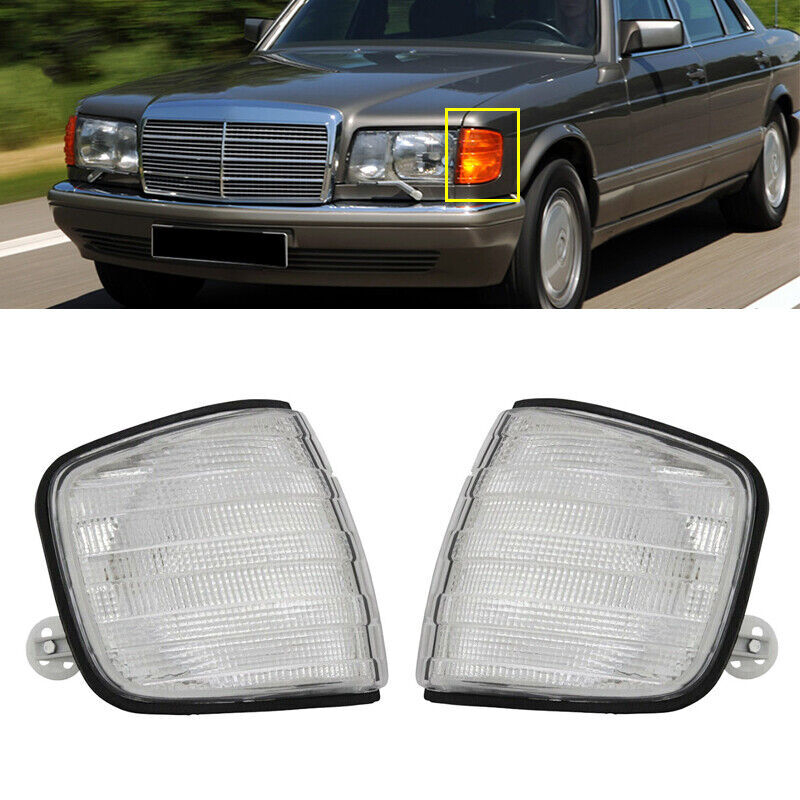 A pair of clear front corner lights are suitable for Mercedes-Benz W126 260SE 280SE 300SE 380SE 420SE