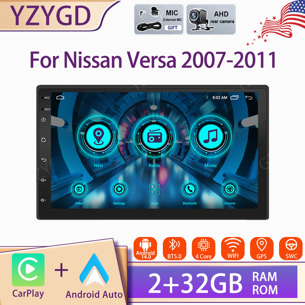 7 Android 14 Carplay for Nissan Versa 2007-2011 Car Stereo Radio GPS Navi WIFI