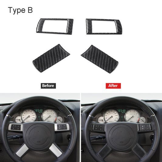 4Pcs Carbon Fiber Steering Wheel Button Cover Trim Type B for Chrysler 300 05-07