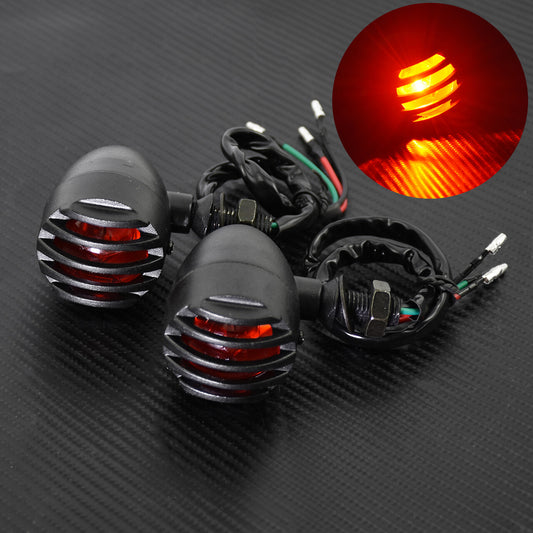 10MM Thread Red Grill Bullet Turn Signal Indicator Light Lamp Fit for Harley 883