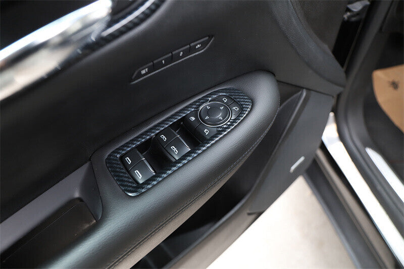 for Cadillac XT5 2017-24 ABS Carbon Fiber Door Window Switch Lift Cover Trim 4P