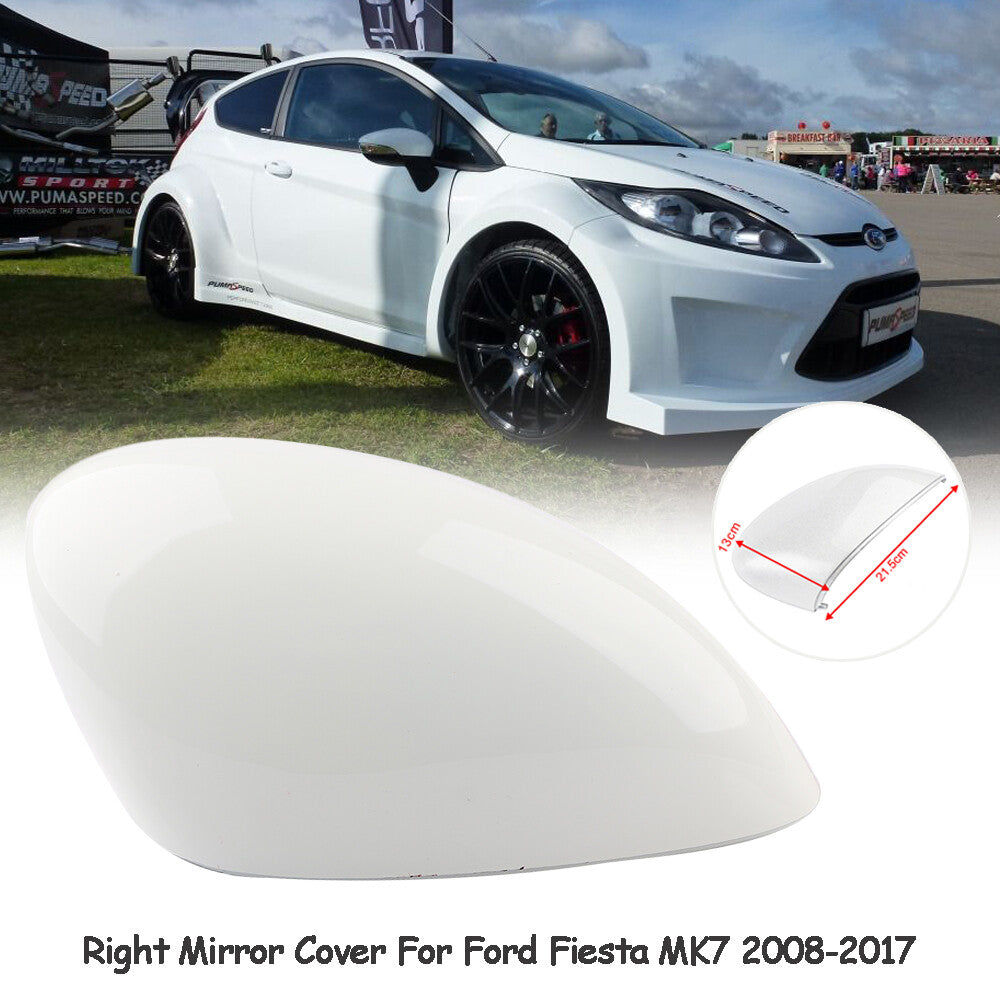 Right-wing door mirror cover passenger housing for Ford Fiesta MK7 2008 - 2017, White.