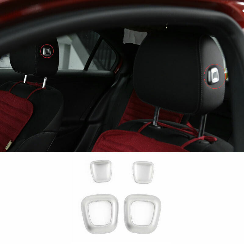 4P for Benz GLA W156 2020-2022 Silver Car for Seat Headrest Button Switch Cover Trim