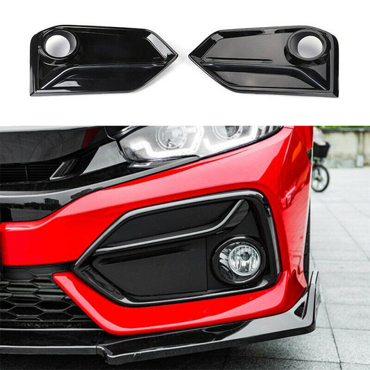 for Honda for Civic Hatchback 2016-2021 Gloss Black Front Fog Light Lamp Frame Cover