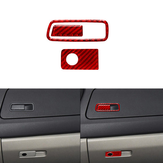 3X Red Carbon Fiber Passenger Glove Box Latch Trim Cover for KIA Sedona 2015-16
