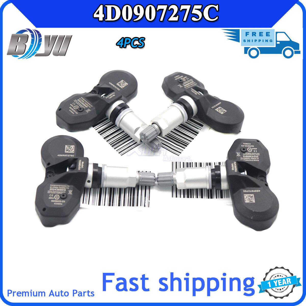 4-pack 4D0907275C TPMS tire pressure sensors suitable for 04-06 for Volkswagen Phaeton and for Audi for A8 433MHz.