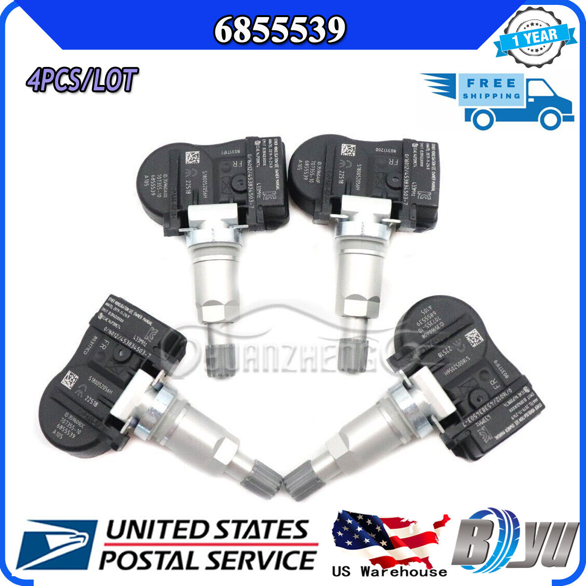 6855539 new TPMS Tire Pressure Sensors (4-Piece Set) for BMW 2 Series, 3 Series, 4 Series, i3, i8, X1, X2, X5