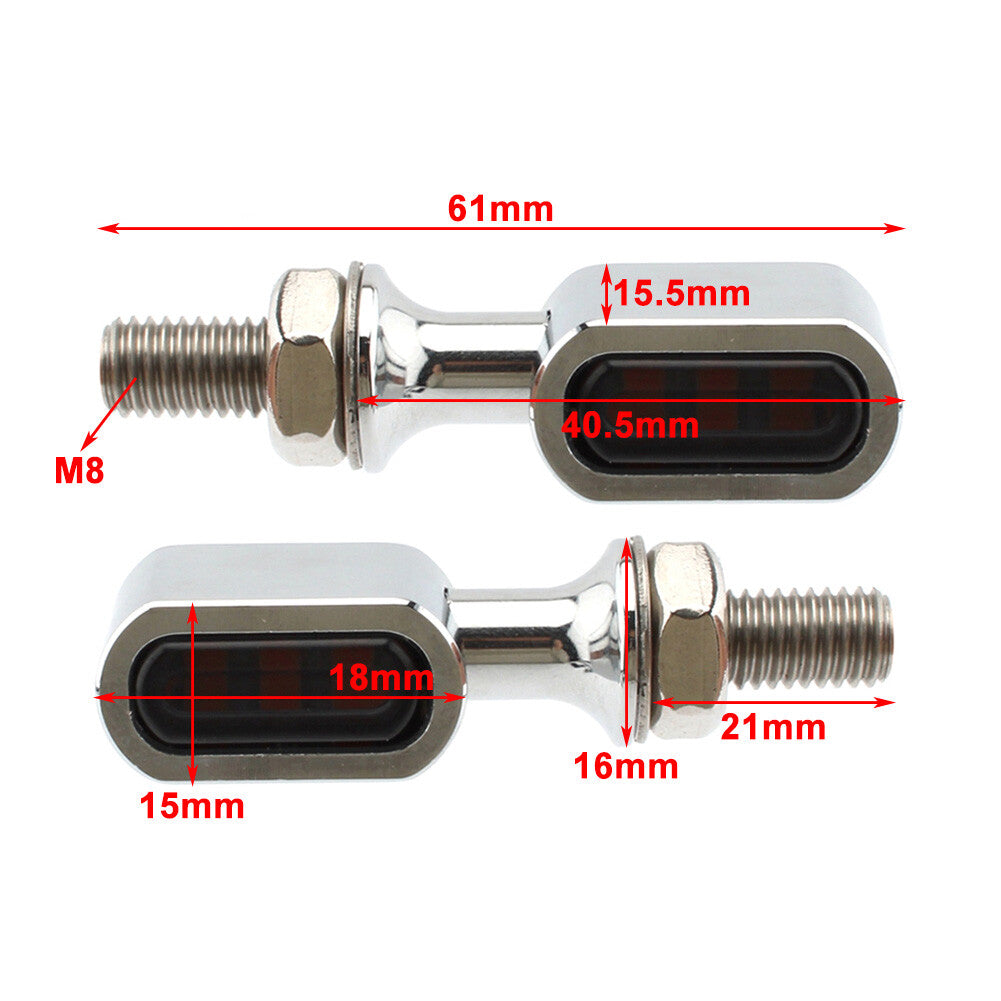 Rear for Mini LED Turn Signal Light Run Indicator Lamp Smoke Lens for Harley Chrome
