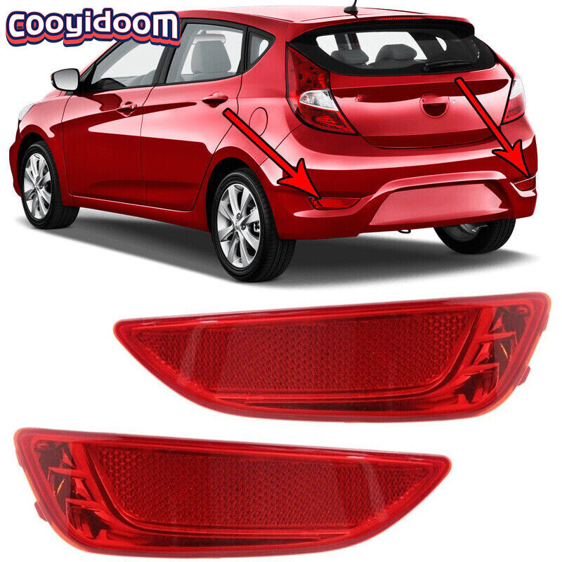 Red Rear Bumper Reflectors for Hyundai Accent SOLARIS Hatchback 2012 2013-2017