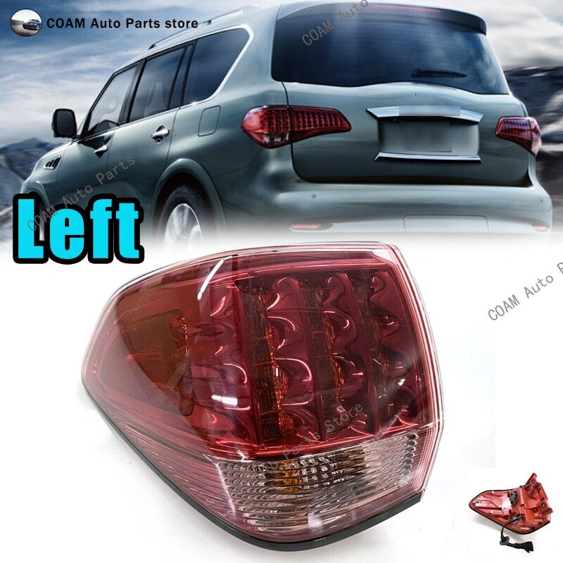 The left taillight is applicable to the for Infiniti QX56 (2011-2013) and the for Infiniti QX80 (2015-2017).
