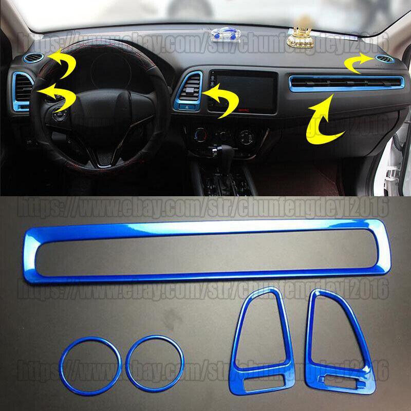 for Honda HRV HR-V 2016-20 Blue Interior dashboard LR air outlet vent trim 5pcs