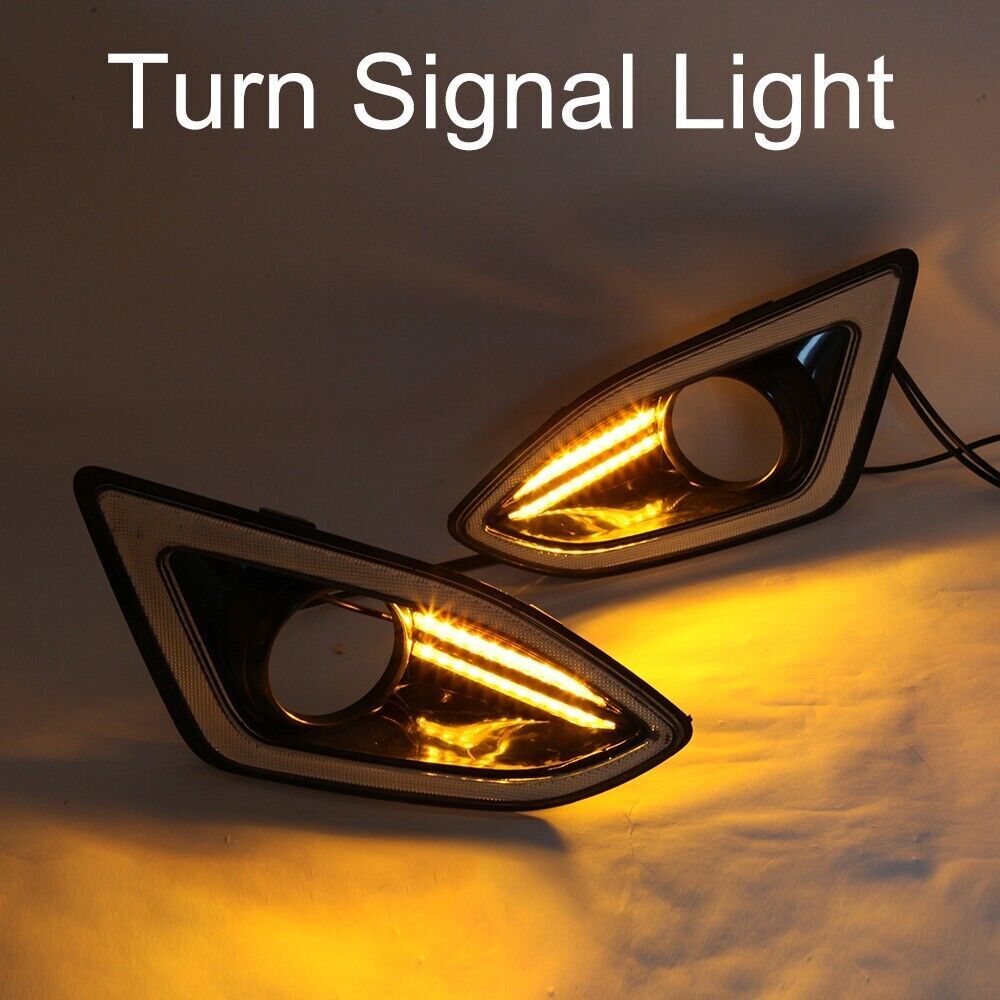 for Ford Edge 2015-2018 LED DRL Fog Lights Daytime Running Lamp w/ Turn Signal k